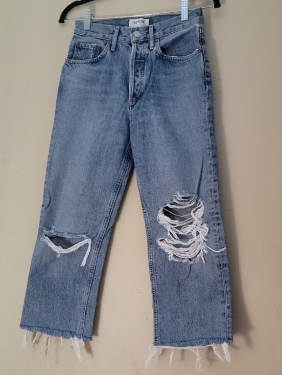 Agolde Denim - Agolde Distressed/High-Rise Button-Fly Jeans